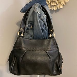 UGG Soft Leather Shoulder Bag Purse Black Satchel